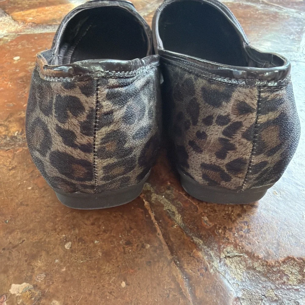 Sam & Libby Leopard W/ Zipper Accent Ballet Flat Slip On Women's Size 7 M